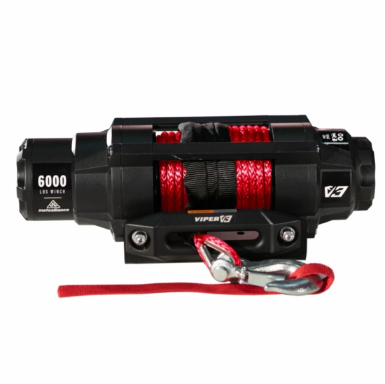 Viper V3 6000 lb. Wide Spool Winch w/ 60 ft Red Rope