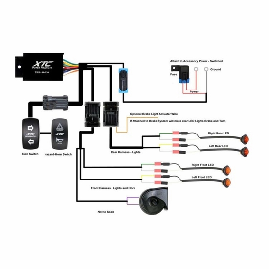 XTC Universal Self-Canceling Turn Signal Kit w/ Horn and Rear Marker Lights - alt image 3