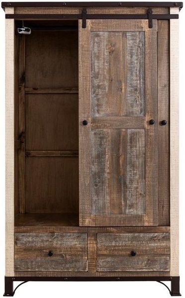 Antique 2 Drawer, 1 Sliding Door, 1 Mirror Door Armoire