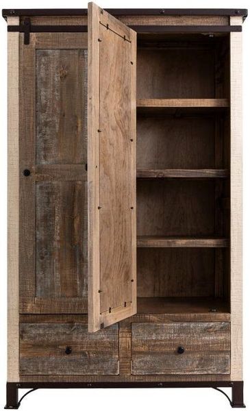 Antique 2 Drawer, 1 Sliding Door, 1 Mirror Door Armoire