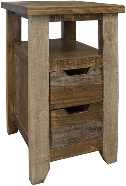 Antique 2 Drawer Chairside Table