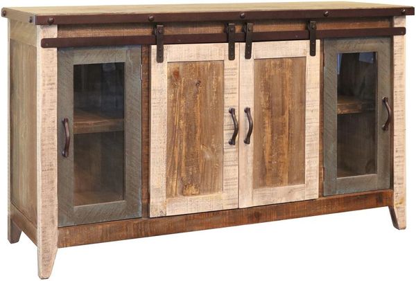 2 Glass Doors, 2 Sliding Doors 60" TV Stand