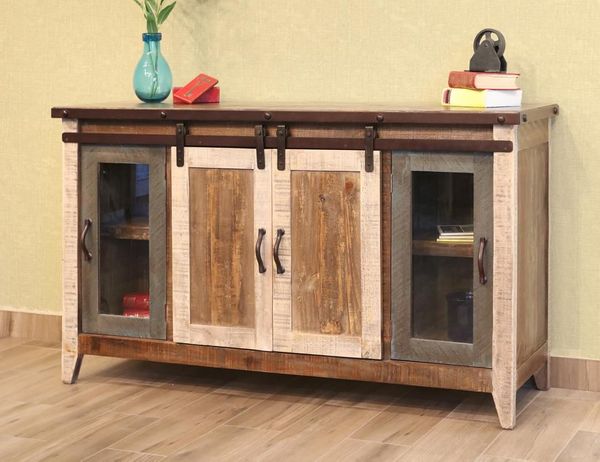 2 Glass Doors, 2 Sliding Doors 60" TV Stand