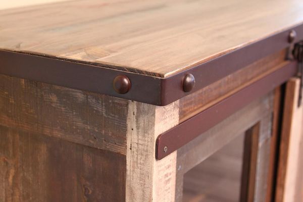 2 Glass Doors, 2 Sliding Doors 60" TV Stand