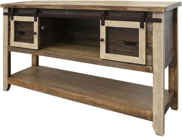 Antique 4 Drawer, 2 Doors Sofa Table