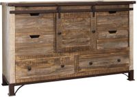 Antique 6 Drawer, 1 Sliding Door, Dresser