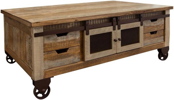 Antique 8 Drawer, 4 Doors Cocktail Table