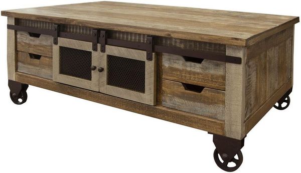 Antique 8 Drawer, 4 Doors Cocktail Table