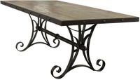 Antique Multicolor 79" Dining Table with Iron Base