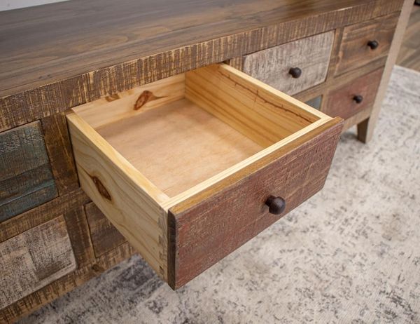 Antique Multicolor 8-Drawer Cocktail Table