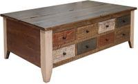 Antique Multicolor 8-Drawer Cocktail Table