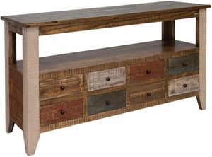 Antique Multicolor 8-Drawer Sofa Table