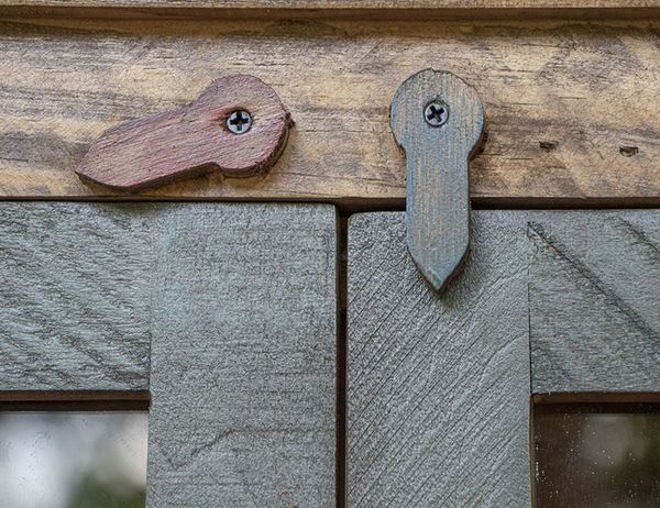 Antique Multicolor Console with Four Glass Doors
