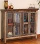 Antique Multicolor Console with Four Glass Doors