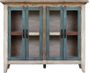 Antique Multicolor Console with Four Glass Doors