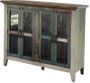 Antique Multicolor Console with Four Glass Doors