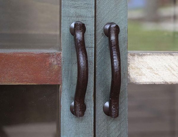 Antique Multicolor Console with Four Glass Doors