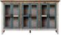 Antique Multicolor Console with Six Glass Doors