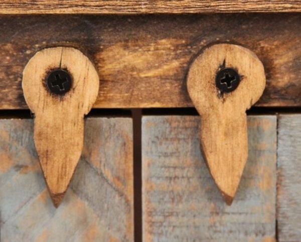 Antique Multicolor Console with Six Glass Doors