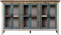 Antique Multicolor Console with Six Glass Doors