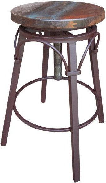 Antique Multicolor Swivel Adjustable Barstool