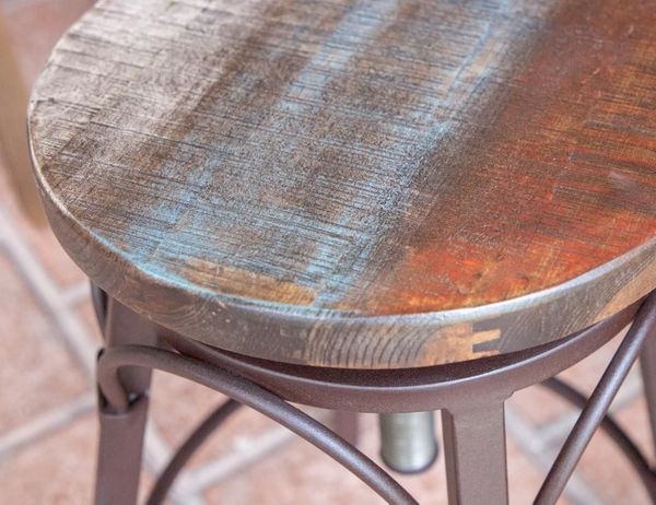 Antique Multicolor Swivel Adjustable Barstool