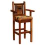 Artisan Barnwood Upholstered Bar Stool with Arms
