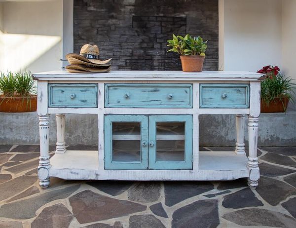 Aruba 3 Drawer 2 Doors 70" Sky Blue TV Stand