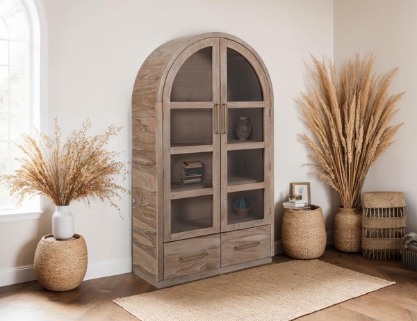 Balam Cabinet - 2 Drawer & 2 Glass Door
