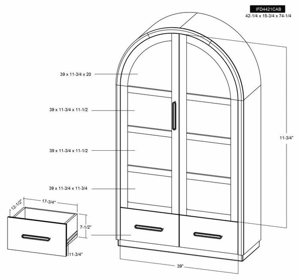 Balam Cabinet - 2 Drawer & 2 Glass Door