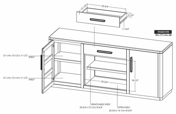 Balam TV Stand for Fireplace - 1 Drawer & 2 Door