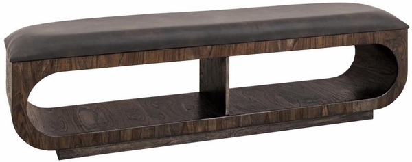 Balam Upholstered Seat Bench - 2 Open Shelves