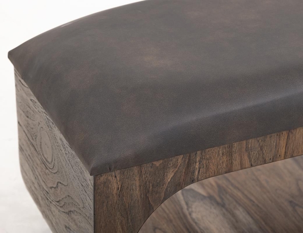 Balam Upholstered Seat Bench - 2 Open Shelves