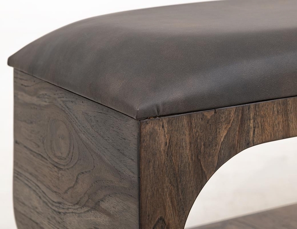 Balam Upholstered Seat Bench - 2 Open Shelves