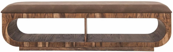 Balam Upholstered Seat Bench - 2 Open Shelves