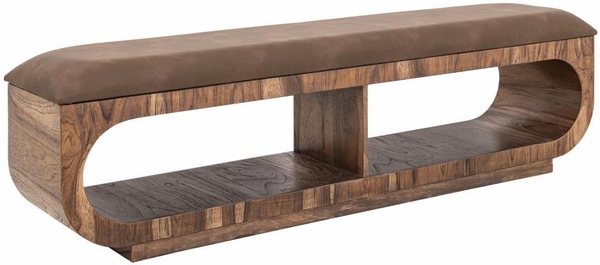 Balam Upholstered Seat Bench - 2 Open Shelves