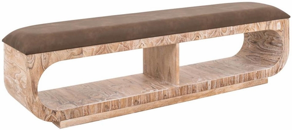 Balam Upholstered Seat Bench - 2 Open Shelves