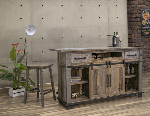 Loft Brown 2 Drawer 2 Doors Bar