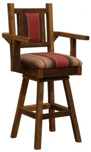 Artisan Barnwood Upholstered Bar Stool with Arms