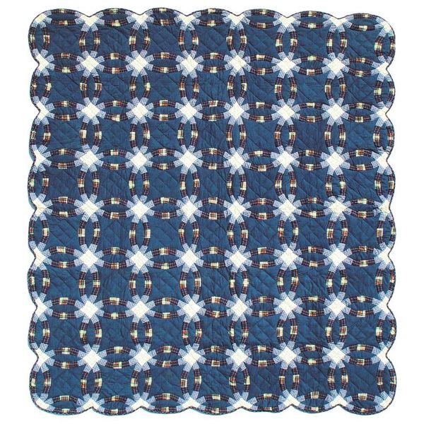 Blue Double Wedding Ring Quilt Set