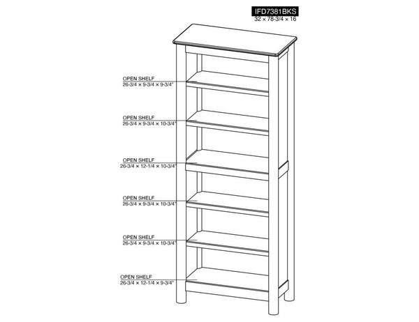 6 Shelves Wooden Bookcase