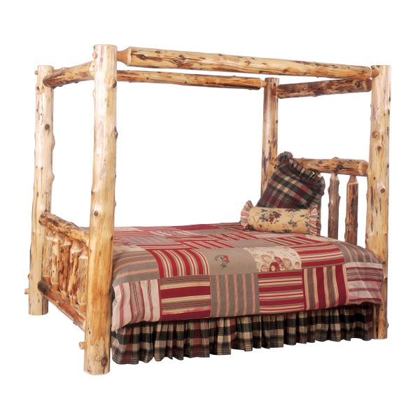 Cedar Log Canopy Bed