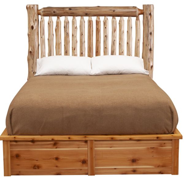 Cedar Small Spindle Platform Style Bed