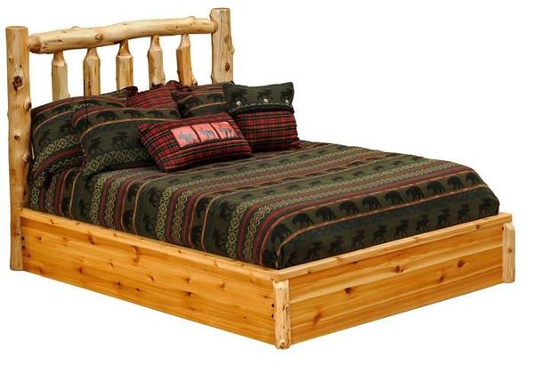 Cedar Traditional Log Platform Style Bed