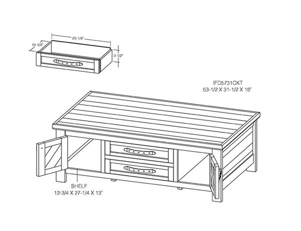 Dutton 4 Drawer, 4 Doors, Cocktail Table