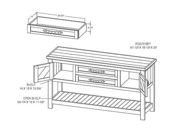 Dutton 2 Drawer, 2 Door, Sofa Table