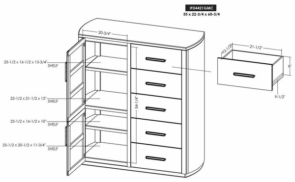 Balam Gentleman's Chest - 5 Drawer & 2 Door