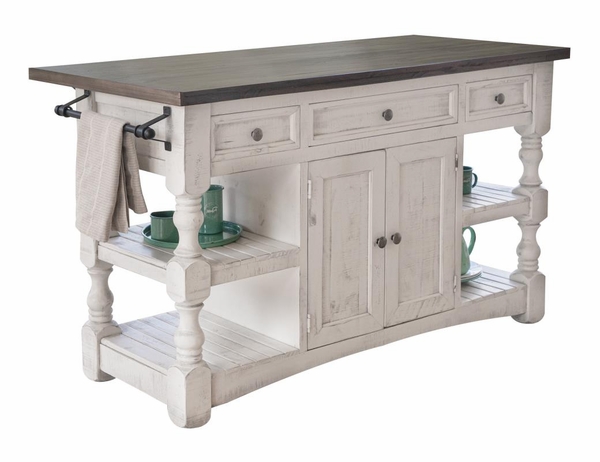 Stone 3 Drawer, 2 Doors Wood Island