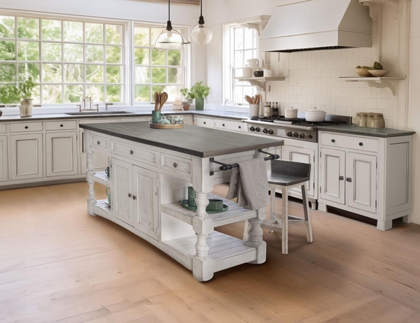 Stone 3 Drawer, 2 Doors Wood Island
