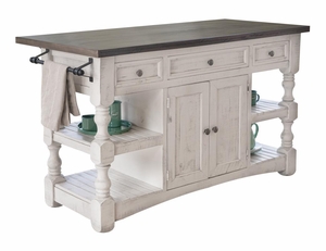 Stone 3 Drawer, 2 Doors Wood Island